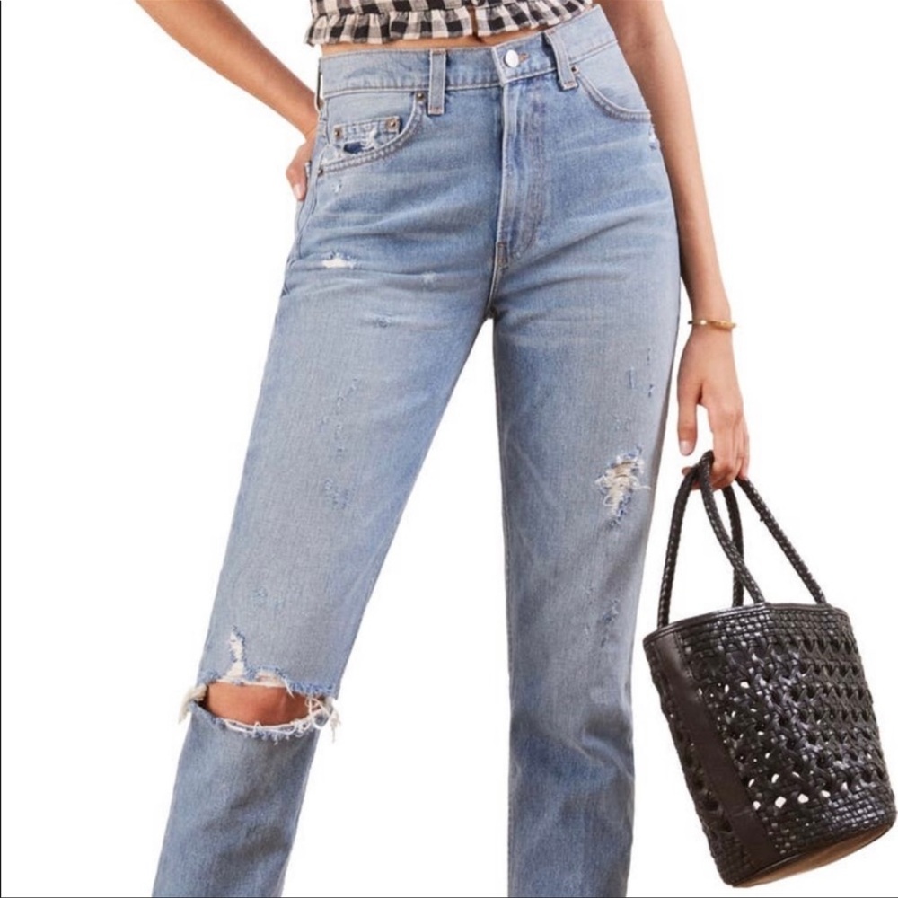 reformation julia high rise cigarette ripped jeans size 25